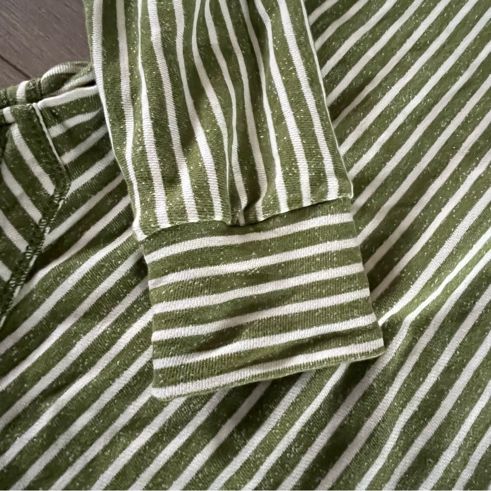 Anthropologie Sweatshirt Women‎ Pilcro Wharfside Hoodie Green Stripe Pullover - Picture 7 of 11